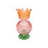 Kandelaar & Waxinehouder Crown Oranje Roze Groen Glas 8x15cm