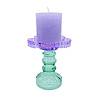 Melting Pot - Kandelaar Flower Lila Groen Glas 12x14cm voor blokkaars Melting Pot - Kandelaar Flower Lila Groen Glas 12x14cm voor blokkaars