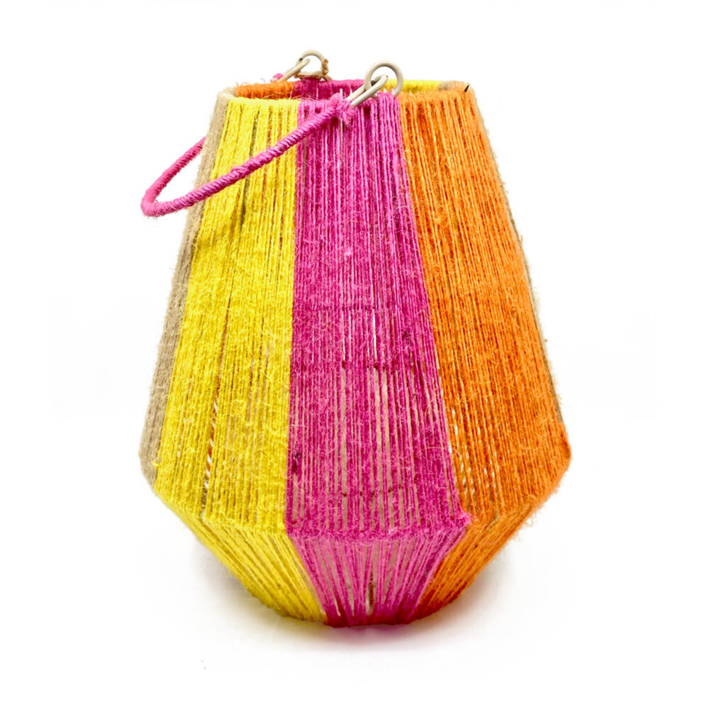 Melting Pot - Lantaarn Multicolor Jute 26x30cm voor blokkaars Melting Pot - Lantaarn Multicolor Jute 26x30cm voor blokkaars
