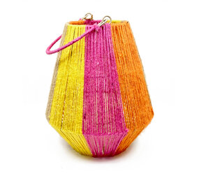 Melting Pot - Lantaarn Multicolor Jute 26x30cm voor blokkaars Melting Pot - Lantaarn Multicolor Jute 26x30cm voor blokkaars