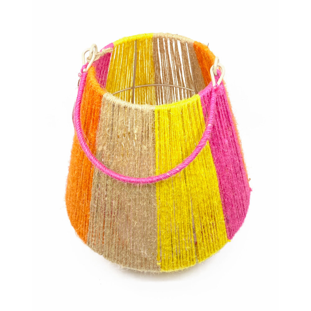Melting Pot - Lantaarn Multicolor Jute 26x30cm voor blokkaars Melting Pot - Lantaarn Multicolor Jute 26x30cm voor blokkaars