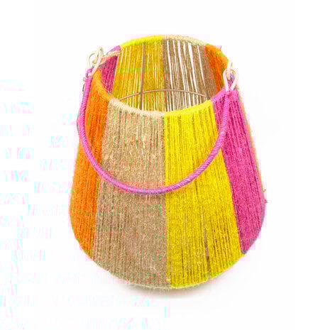 Melting Pot - Lantaarn Multicolor Jute 26x30cm voor blokkaars Melting Pot - Lantaarn Multicolor Jute 26x30cm voor blokkaars