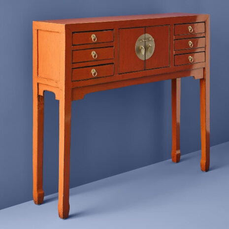Melting Pot - Dressoir & Ladekast Dynasty Vintage Oranje Goud Hout 100x26x87cm Melting Pot - Dressoir & Ladekast Dynasty Vintage Oranje Goud Hout 100x26x87cm