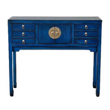 Werns - Console Tafel & Ladekast Dynasty Vintage Blauw Goud Hout 100x26x87cm
