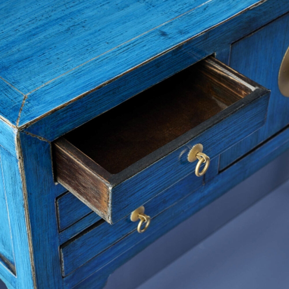 Melting Pot - Dressoir  & Ladekast Dynasty Vintage Blauw Goud Hout 100x26x87cm