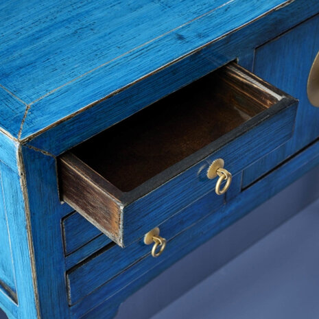 Melting Pot - Dressoir  & Ladekast Dynasty Vintage Blauw Goud Hout 100x26x87cm