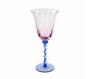 Werns - Wijnglas Swirl Roze Blauw Glas 10x23cm Werns - Wijnglas Swirl Roze Blauw Glas 10x23cm