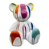 Melting Pot - Beeld Design Beer Zittend Wit Multicolor Verf 30x32cm Melting Pot - Beeld Design Beer Zittend Wit Multicolor Verf 30x32cm