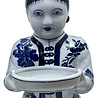 Melting Pot - Handgemaakt Beeld van Chinese Vrouw met Schaaltje in Blauw-Wit Keramiek 14x30cm Melting Pot - Handgemaakt Beeld van Chinese Vrouw met Schaaltje in Blauw-Wit Keramiek 14x30cm