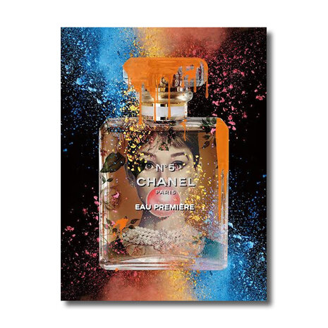 Melting Pot - Glasschilderij Chanel Nr.5 Audrey Multicolor 60x80cm Melting Pot - Glasschilderij Chanel Nr.5 Audrey Multicolor 60x80cm