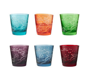 Pols Potten - Water Glazen Blossom Multicolor 8x9cm set van 6 Pols Potten - Water Glazen Blossom Multicolor 8x9cm set van 6