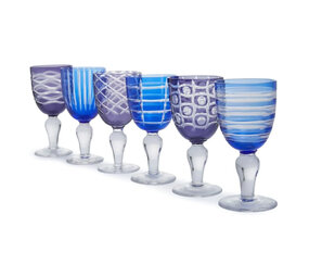 Pols Potten - Wijn Glazen Cobalt Mix Blauw-Paars 8x17cm set van 6 Pols Potten - Wijn Glazen Cobalt Mix Blauw-Paars 8x17cm set van 6
