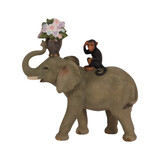 Melting Pot - Beeldje Olifant en Aapje met Bloemen Multicolor 18x18cm Melting Pot - Beeldje Olifant en Aapje met Bloemen Multicolor 18x18cm