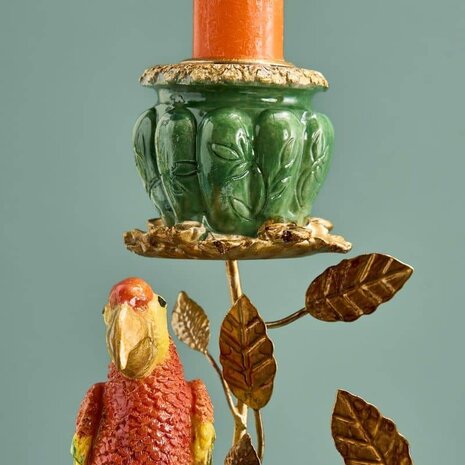 Werns - Kandelaar Zebra en Papegaaien Multicolor Metaal 27x45cm 2-houders Werns - Kandelaar Zebra en Papegaaien Multicolor Metaal 27x45cm 2-houders