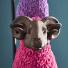 Werns - Tafellamp 3 Schapen Roze Multicolor 35x67cm met Fuchsia Fluwelen Lampenkap