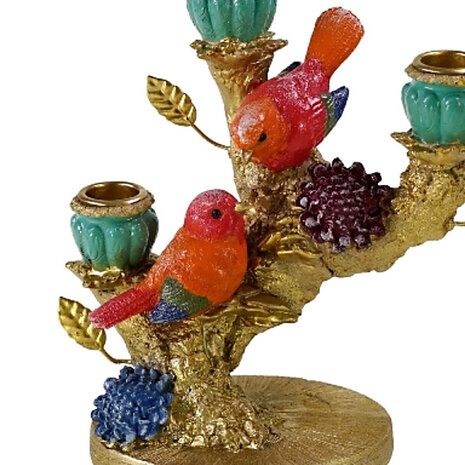 Werns - Kandelaar Vogeltjes Multicolor Goud 22x20cm 3-houders Werns - Kandelaar Vogeltjes Multicolor Goud 22x20cm 3-houders