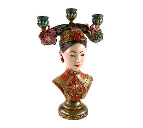 Werns - Kandelaar Aziatische Vrouw Multicolor 25x40cm 3-houders