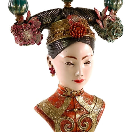 Werns - Kandelaar Aziatische Vrouw Multicolor 25x40cm 3-houders