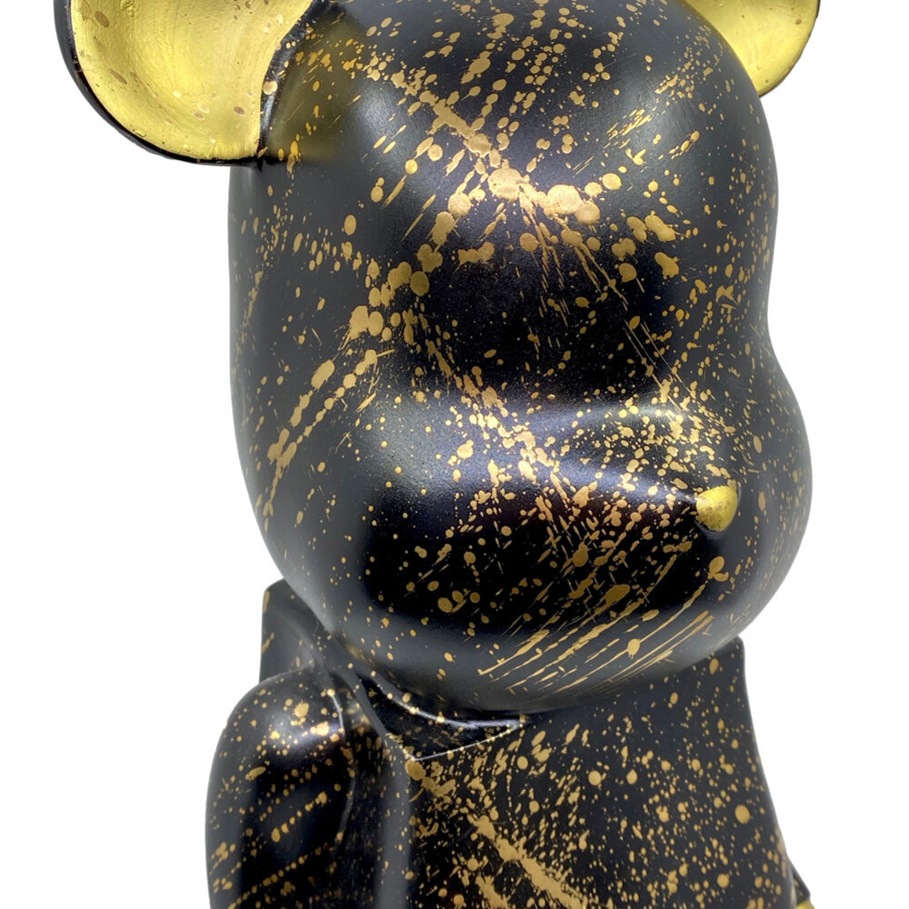 Melting Pot - Beeld Design Beer Zwart met Splash Goud 20x50cm