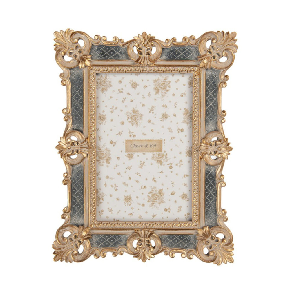 Melting Pot - Fotolijstje Franse Lelies Goud Grijs 16x21cm - foto 10x15cm Melting Pot - Fotolijstje Franse Lelies Goud Grijs 16x21cm - foto 10x15cm