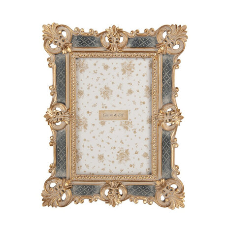 Melting Pot - Fotolijstje Franse Lelies Goud Grijs 16x21cm - foto 10x15cm Melting Pot - Fotolijstje Franse Lelies Goud Grijs 16x21cm - foto 10x15cm