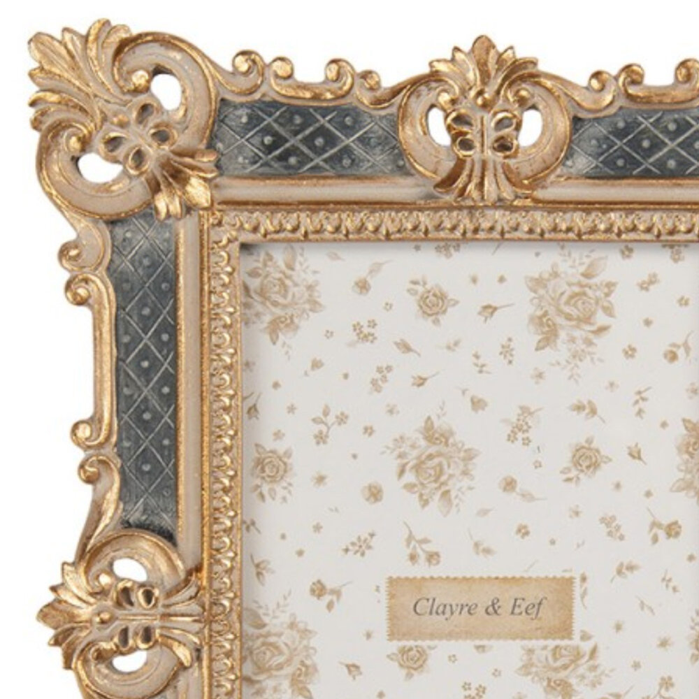 Melting Pot - Fotolijstje Franse Lelies Goud Grijs 16x21cm - foto 10x15cm Melting Pot - Fotolijstje Franse Lelies Goud Grijs 16x21cm - foto 10x15cm