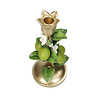 Melting Pot - Kandelaar Limoen met Bloem Groen Goud 11x24cm Melting Pot - Kandelaar Limoen met Bloem Groen Goud 11x24cm