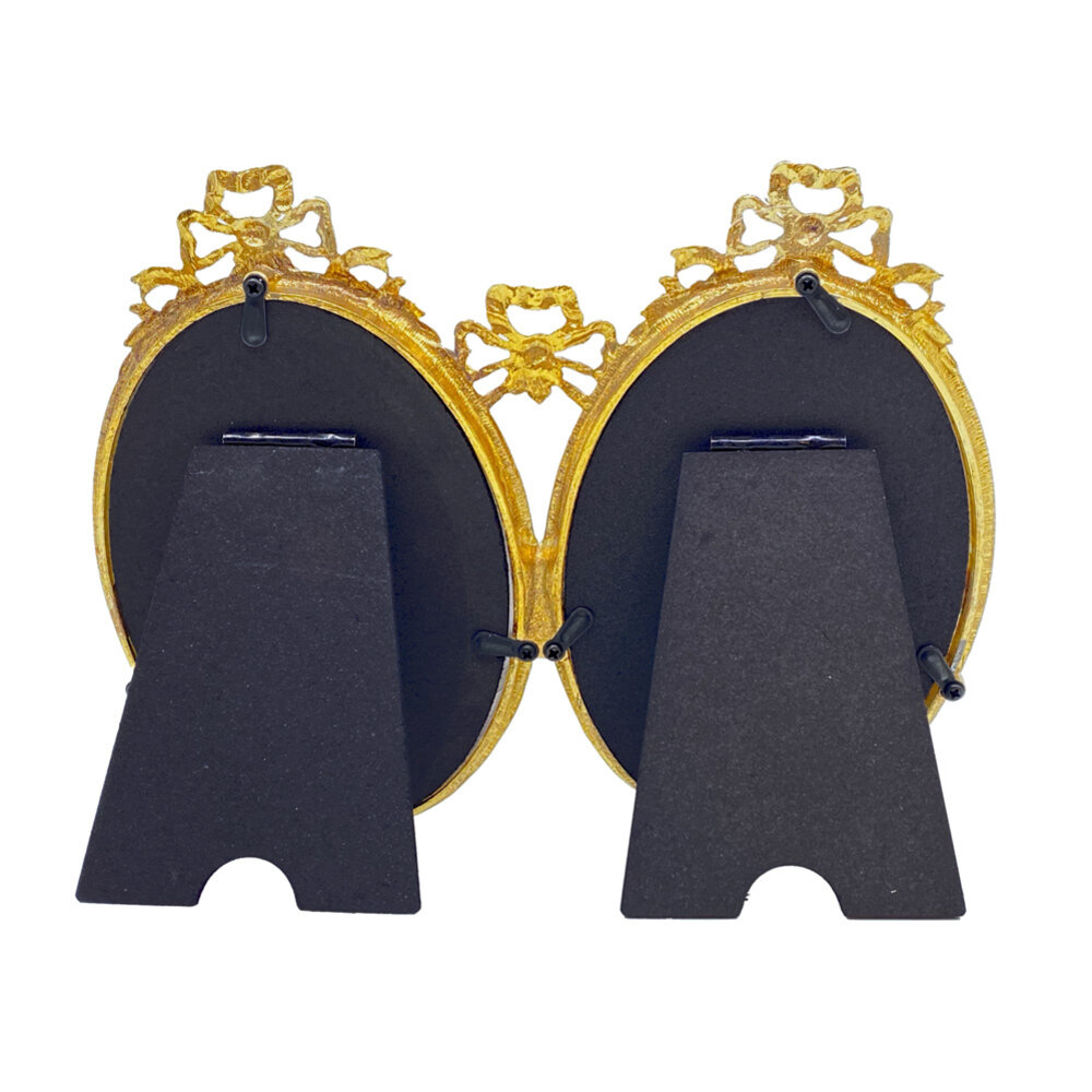 Melting Pot - Fotolijstje Duo Ovaal Strik Goud Metaal 21x16cm - foto 8x13cm Melting Pot - Fotolijstje Duo Ovaal Strik Goud Metaal 21x16cm - foto 8x13cm