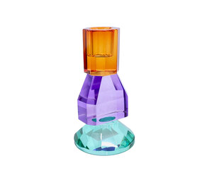Werns - Kandelaar Kristal Oranje-Paars-Turquoise Glas 7x14cm Werns - Kandelaar Kristal Oranje-Paars-Turquoise Glas 7x14cm
