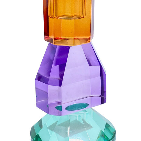 Werns - Kandelaar Kristal Oranje-Paars-Turquoise Glas 7x14cm Werns - Kandelaar Kristal Oranje-Paars-Turquoise Glas 7x14cm