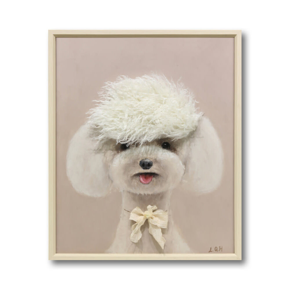 Melting Pot - Schilderij Hondje met 3-D Imitatie Bont 50x60cm ingelijst