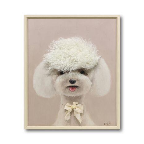 Melting Pot - Schilderij Hondje met 3-D Imitatie Bont 50x60cm ingelijst