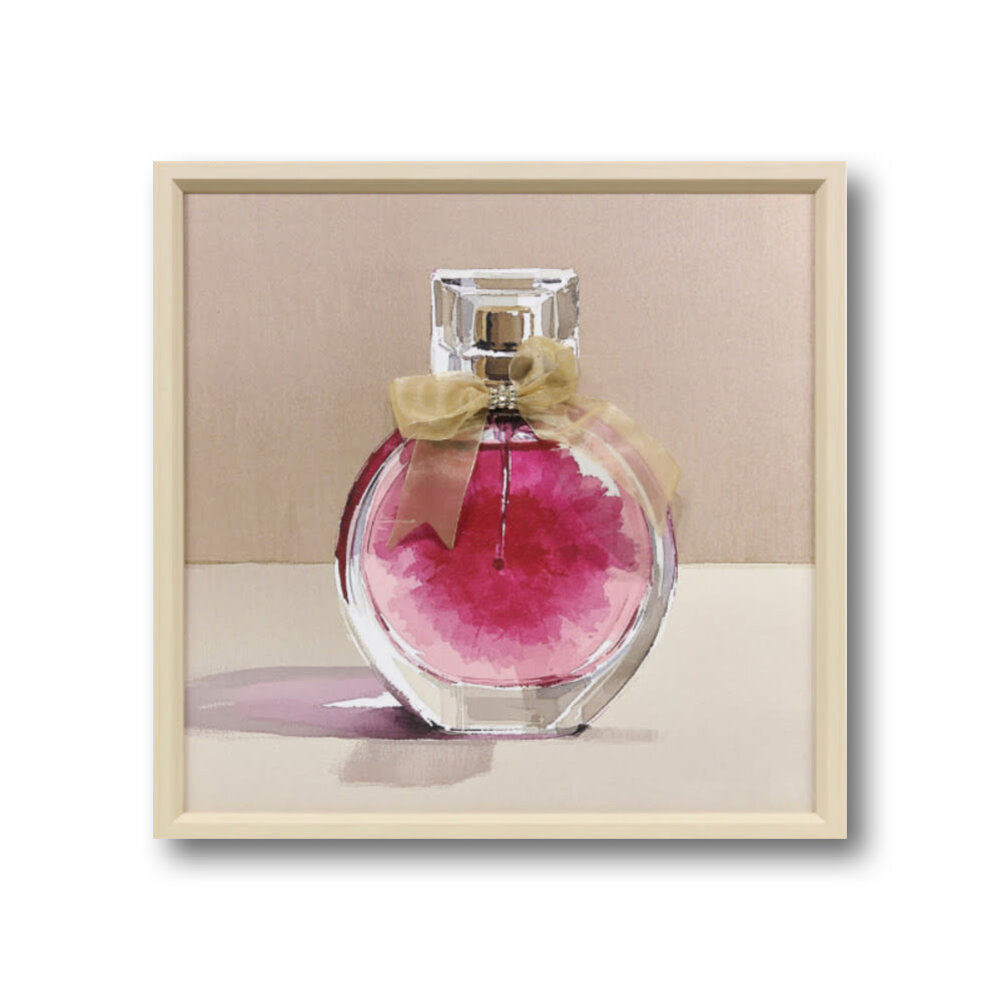 Melting Pot - Schilderij Parfum Fles Rond met 3-D Strik 40x40cm ingelijst