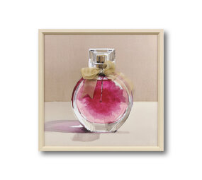 Melting Pot - Schilderij Parfum Fles Rond met 3-D Strik 40x40cm ingelijst