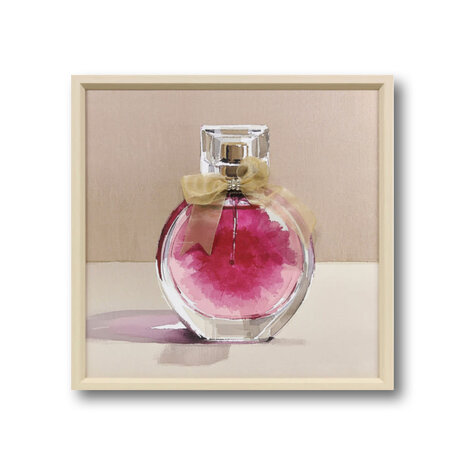 Melting Pot - Schilderij Parfum Fles Rond met 3-D Strik 40x40cm ingelijst