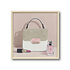 Schilderij Handtasje met 3-D Bontje Roze 40x40cm ingelijst