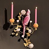 Werns - Wand Kandelaar Papegaai Fuchsia Goud 41x55cm 2-armen Werns - Wand Kandelaar Papegaai Fuchsia Goud 41x55cm 2-armen