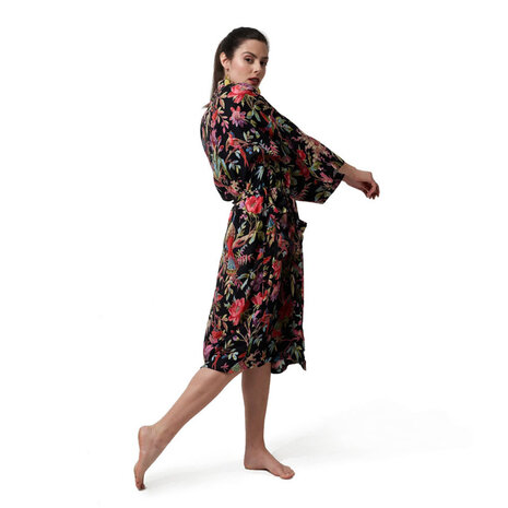 Imbarro - Kimono Royal Paradise Black Cotton One-size