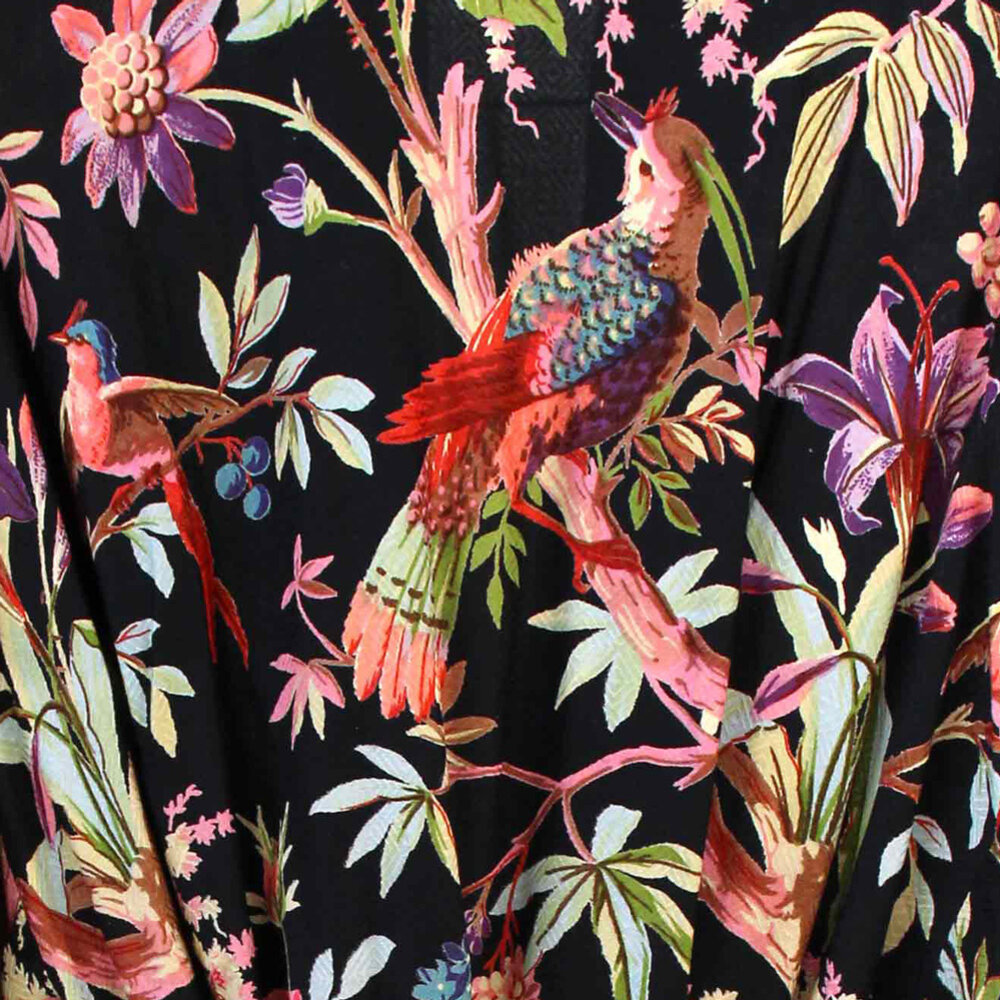 Imbarro - Kimono Royal Paradise Black Cotton One-size