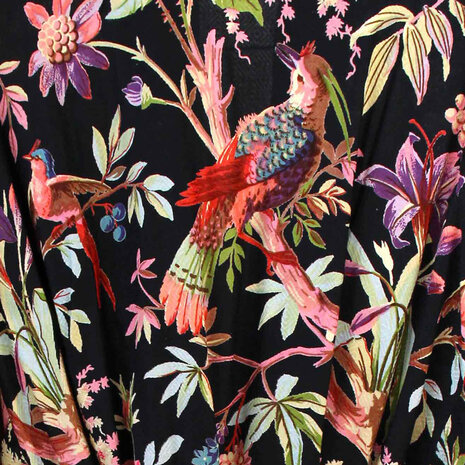 Imbarro - Kimono Royal Paradise Black Cotton One-size