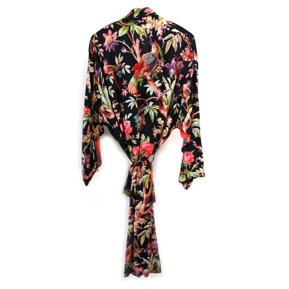 Imbarro - Kimono Royal Paradise Black Cotton One-size