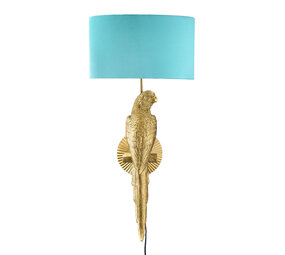 Werns - Wand Lamp Percy Rechts Papegaai Goud + Turquoise Kap 33x70cm set Werns - Wand Lamp Percy Rechts Papegaai Goud + Turquoise Kap 33x70cm set