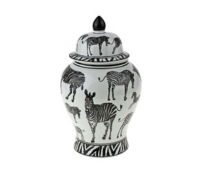 Werns - Vaas / Pot met Deksel Zebra Porselein 21x24cm Werns - Vaas / Pot met Deksel Zebra Porselein 21x24cm