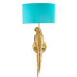 Werns - Wand Lamp Percy Links Papegaai Goud + Turquoise Kap 33x70cm set Werns - Wand Lamp Percy Links Papegaai Goud + Turquoise Kap 33x70cm set