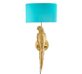 Werns - Wand Lamp Percy Links Papegaai Goud + Turquoise Kap 33x70cm set Werns - Wand Lamp Percy Links Papegaai Goud + Turquoise Kap 33x70cm set