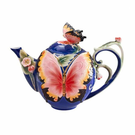 Werns - Theepot Butterfly Multicolor Aardewerk 24x18cm