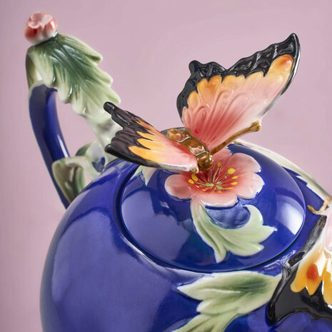 Werns - Theepot Butterfly Multicolor Aardewerk 24x18cm