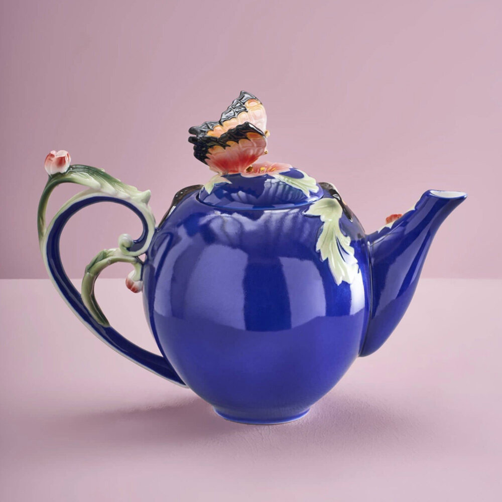 Werns - Theepot Butterfly Multicolor Aardewerk 24x18cm