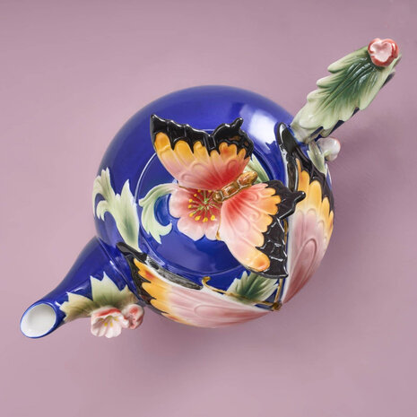 Werns - Theepot Butterfly Multicolor Aardewerk 24x18cm