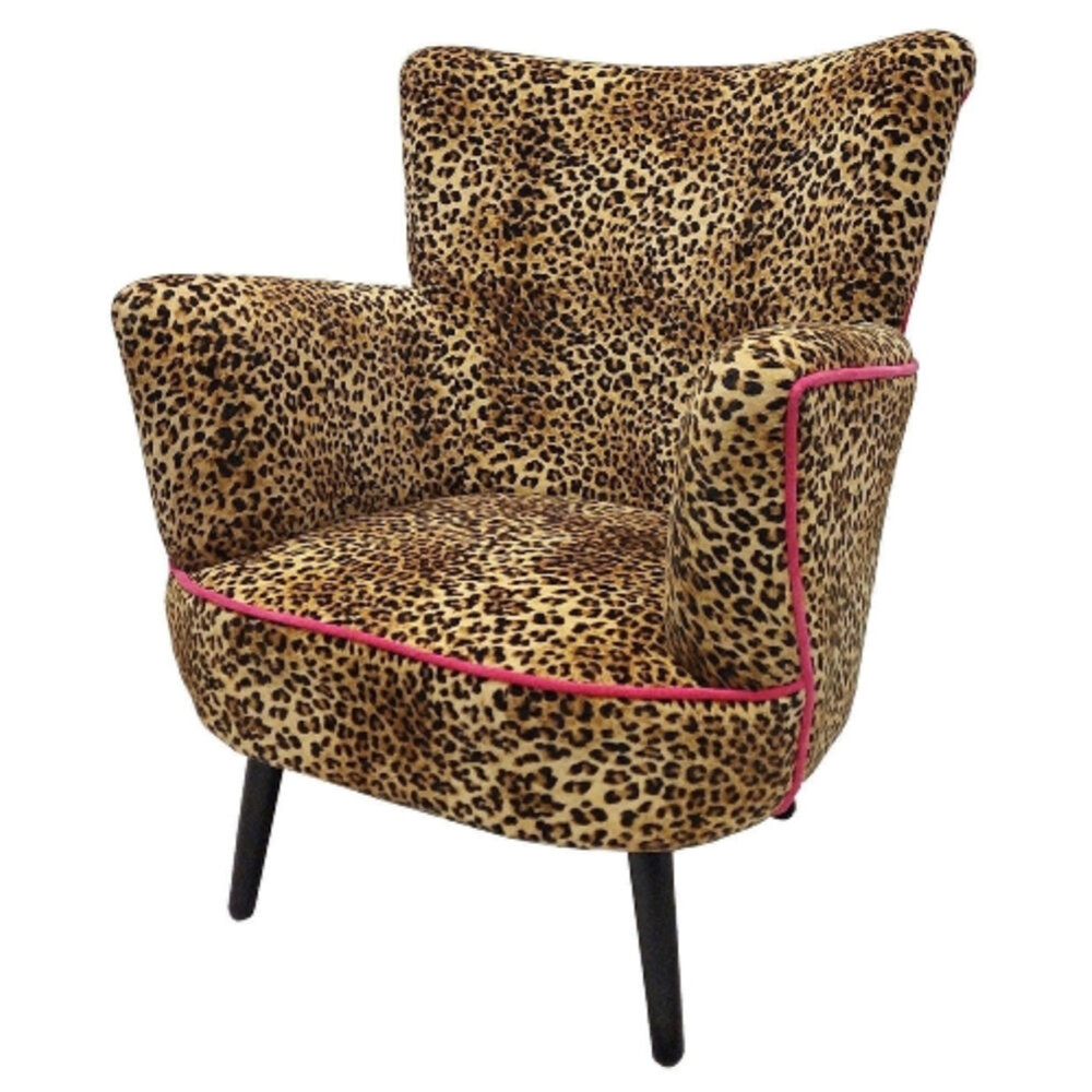 Werns - Fauteuil Jungle Love Panterprint Fuchsia 77x76x83cm